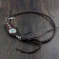 Cool Leather Mens Braided Wallet Chain Pants Chain with Belt Loop for Men - iwalletsmen