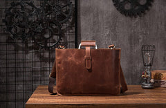 Cool Leather Mens Briefcase 13inch Laptop Bag Work Handbag Business Bags for Men - iwalletsmen