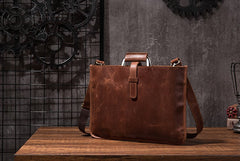 Cool Leather Mens Briefcase 13inch Laptop Bag Work Handbag Business Bags for Men - iwalletsmen