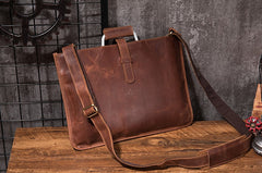 Cool Leather Mens Briefcase 13inch Laptop Bag Work Handbag Business Bags for Men - iwalletsmen