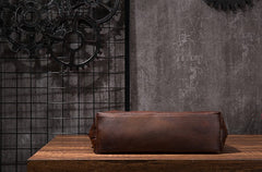 Cool Leather Mens Briefcase 14inch Laptop Bag Work Handbag Shoulder Bag Business Bag for Men - iwalletsmen