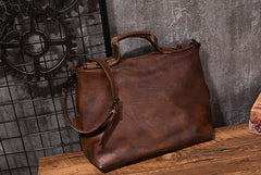 Cool Leather Mens Briefcase 14inch Laptop Bag Work Handbag Shoulder Bag Business Bag for Men - iwalletsmen