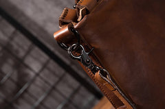Cool Leather Mens Briefcase 14inch Laptop Bag Work Handbag Shoulder Bag Business Bag for Men - iwalletsmen