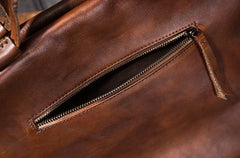 Cool Leather Mens Briefcase 14inch Laptop Bag Work Handbag Shoulder Bag Business Bag for Men - iwalletsmen