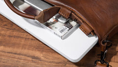 Cool Leather Mens Briefcase 14inch Laptop Bag Work Handbag Shoulder Bag Business Bag for Men - iwalletsmen