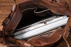 Cool Leather Mens Briefcase 14inch Laptop Bag Work Handbag Shoulder Bag Business Bag for Men - iwalletsmen