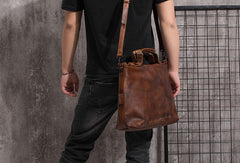 Cool Leather Mens Briefcase 14inch Laptop Bag Work Handbag Shoulder Bag Business Bag for Men - iwalletsmen