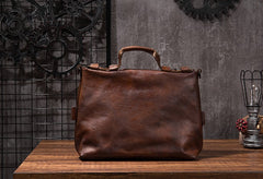Cool Leather Mens Briefcase 14inch Laptop Bag Work Handbag Shoulder Bag Business Bag for Men - iwalletsmen