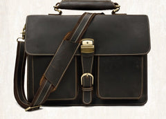 Leather Mens Briefcase Business Briefcase Vintage Shoulder Bags Handbags for men - iwalletsmen