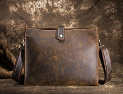 Cool Vintage Brown Leather Mens Messenger Bag Side Bag Work Bag Shoulder Bag for Men - iwalletsmen