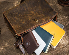 Cool Vintage Brown Leather Mens Messenger Bag Side Bag Work Bag Shoulder Bag for Men - iwalletsmen