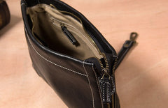 Cool Leather Mens Clutch Wristlet Bag Black Zipper Clutch Wallet for Men