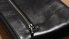 Cool Leather Mens Clutch Wristlet Bag Black Zipper Clutch for Men