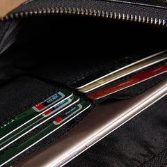 Cool Leather Mens Clutch Wristlet Bag Black Zipper Clutch for Men