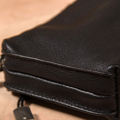 Cool Leather Mens Clutch Wristlet Bag Black Zipper Clutch for Men