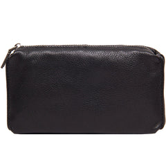 Cool Leather Mens Clutch Wristlet Bag Black Zipper Clutch for Men