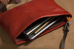 Cool Leather Mens Clutch Wristlet Bag Brown Zipper Clutch for Men