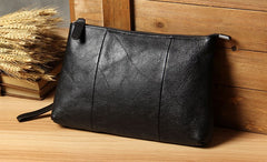 Cool Leather Mens Clutch Wristlet Bag Handmade Vintage Zipper Clutch for Men