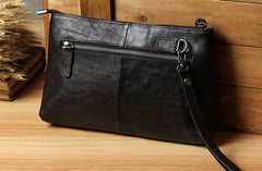 Cool Leather Mens Clutch Wristlet Bag Handmade Vintage Zipper Clutch for Men