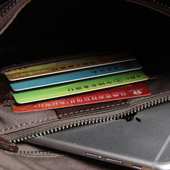 Cool Leather Mens Clutch Wristlet Bag Handmade Vintage Zipper Clutch for Men
