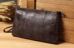 Cool Leather Mens Clutch Wristlet Bag Handmade Vintage Zipper Clutch for Men