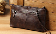 Cool Leather Mens Clutch Wristlet Bag Handmade Vintage Zipper Clutch for Men
