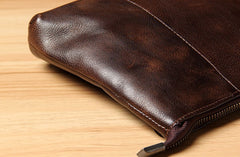 Cool Leather Mens Clutch Wristlet Bag Handmade Vintage Zipper Clutch for Men