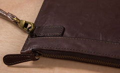 Cool Leather Mens Clutch Wristlet Bag Vintage Zipper Clutch for Men