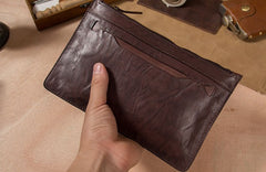 Cool Leather Mens Clutch Wristlet Bag Vintage Zipper Clutch for Men