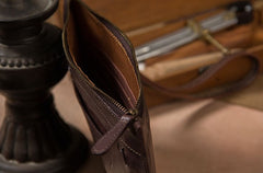 Cool Leather Mens Clutch Wristlet Bag Vintage Zipper Clutch for Men