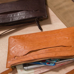 Cool Leather Mens Clutch Wristlet Bag Vintage Zipper Clutch for Men
