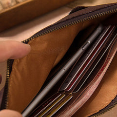Cool Leather Mens Clutch Wristlet Bag Vintage Zipper Clutch for Men
