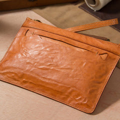Cool Leather Mens Clutch Wristlet Bag Vintage Zipper Clutch for Men