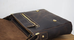 Cool Leather Mens Coffee Messenger Bag Side Bag Small Shoulder Bag for Men - iwalletsmen