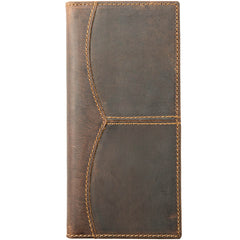 Cool Leather Mens Brown Bifold Long Wallets Long Wallet Clutch Card Wallet for Men - iwalletsmen