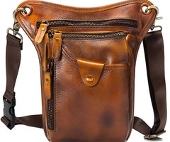 Cool Leather Mens BELT BAG Drop Leg Bag Belt Pouch Waist Bag Shoulder Bags For Men - iwalletsmen