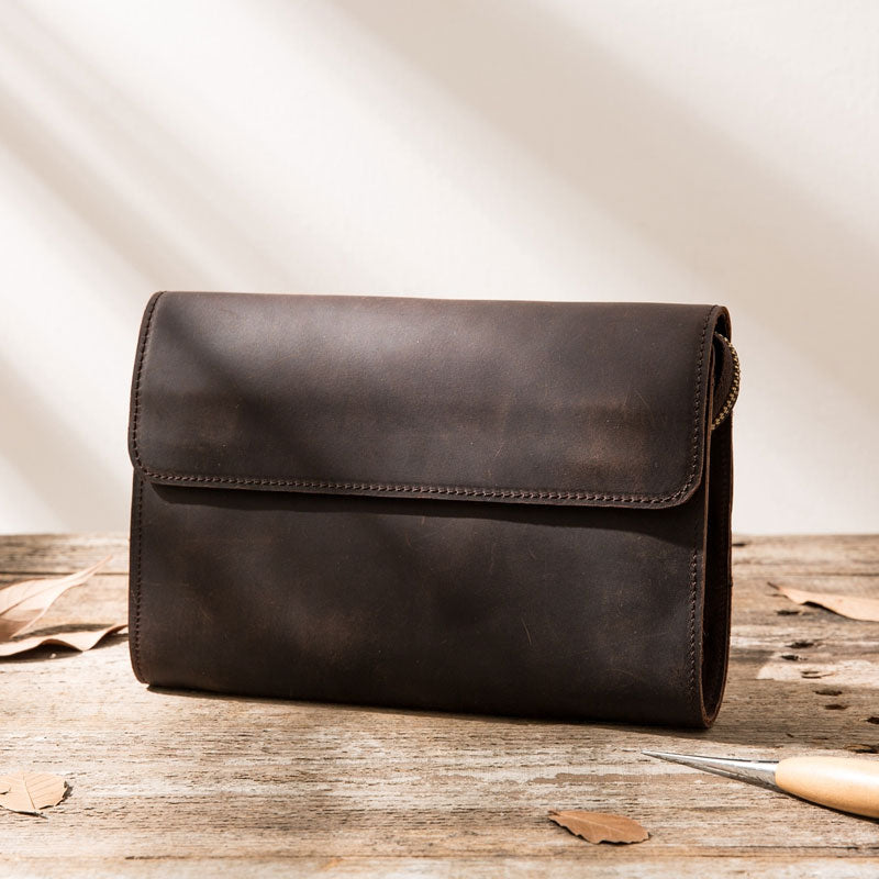Cool Leather Mens Large Long Zipper Clutch Wallet Long Wallet for Men - iwalletsmen