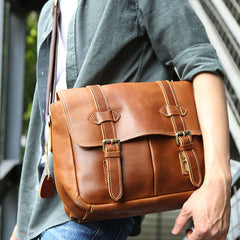 Cool Leather Mens Large Messenger Bag Shoulder Bag for men - iwalletsmen