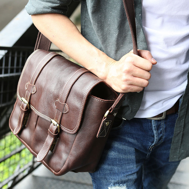 Cool Leather Mens Large Messenger Bag Shoulder Bag for men - iwalletsmen