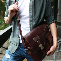 Cool Leather Mens Large Messenger Bags Shoulder Bag for men - iwalletsmen