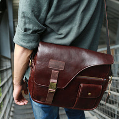 Cool Leather Mens Large Messenger Bags Shoulder Bag for men - iwalletsmen