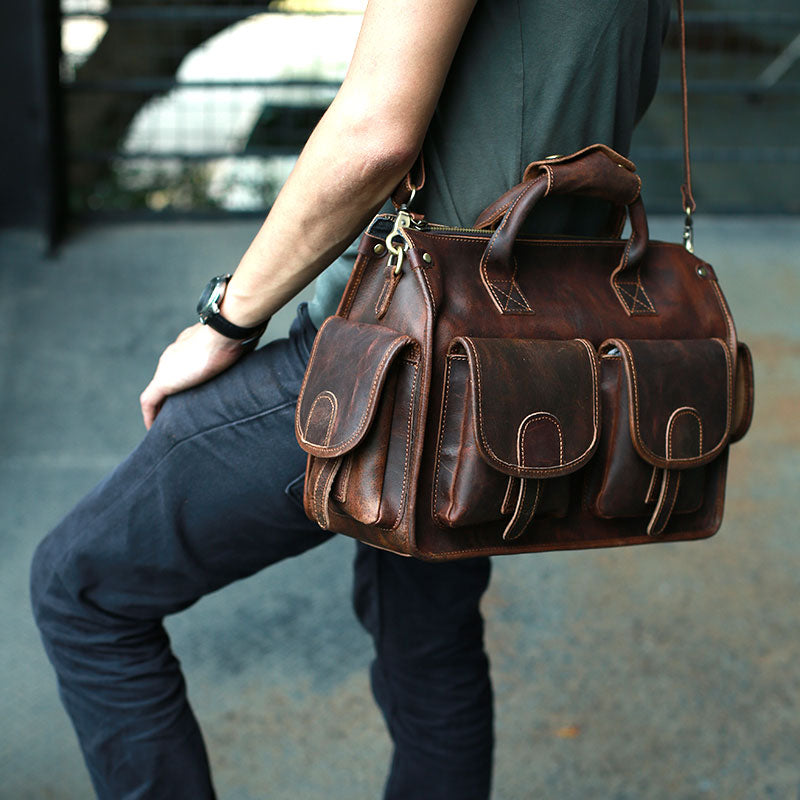 Cool Leather Mens Large Travel Bags Handbag Shoulder Bags for men iwalletsmen