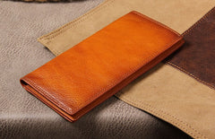 Cool Leather Mens Long Leather Wallet Bifold Slim Wallet for Men