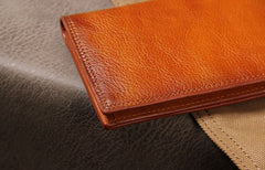 Cool Leather Mens Long Leather Wallet Bifold Slim Wallet for Men