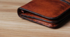 Cool Leather Mens Long Leather Wallet Bifold Vintage Brown Wallet for Men