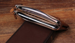 Cool Leather Mens Long Leather Wallet Bifold Vintage Brown Wallet for Men