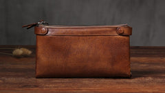 Cool Leather Mens Long Leather Wallet Bifold Vintage Brown Wallet for Men