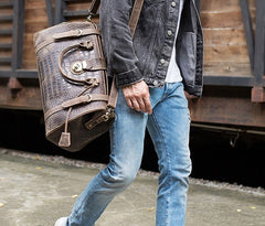 Cool Leather Mens Overnight Bag Duffle Bag Travel Bag Weekender Bags for Men - iwalletsmen