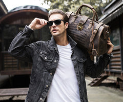 Cool Leather Mens Overnight Bag Duffle Bag Travel Bag Weekender Bags for Men - iwalletsmen