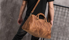 Cool Leather Mens Overnight Bag Weekender Bags Vintage Travel Bags Duffle Bags for Men - iwalletsmen